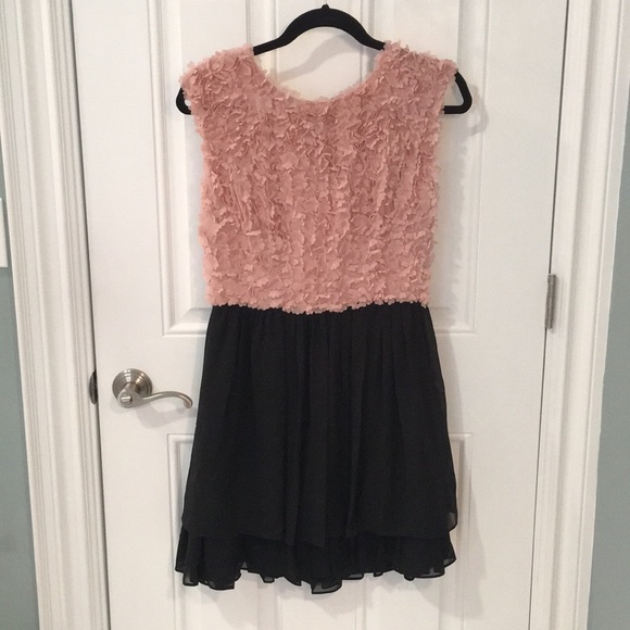 TED BAKER Pink Flower Appliqué Dress US 6